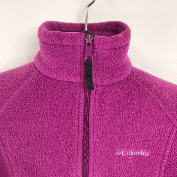 Columbia Full Zip Fleece Jacket Women's Size Medium Pockets Logo Mock Neck - Picture 4 of 14